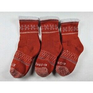 Bombas Juniors Holiday Christmas Fuzzy Top Lot Of 3 Pairs Socks Size J (8T-11T)